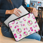 Tropical Pattern, Flamingos, Watermelons, Flowers Laptop Sleeve<br><div class="desc">Cute,  fun and adorable pattern with flamingos,  watermelons and flowers. Modern and trendy gift,  perfect for the flamingo lover in your life.</div>