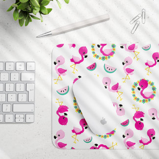 Tropical Pattern, Flamingos, Watermelons, Flowers Mouse Pad