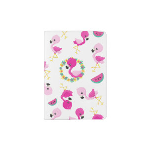 Tropical Pattern, Flamingos, Watermelons, Flowers Passport Holder