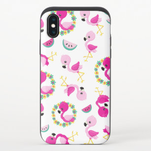 Tropical Pattern, Flamingos, Watermelons, Flowers iPhone X Slider Case