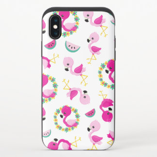 Tropical Pattern, Flamingos, Watermelons, Flowers iPhone X Slider Case