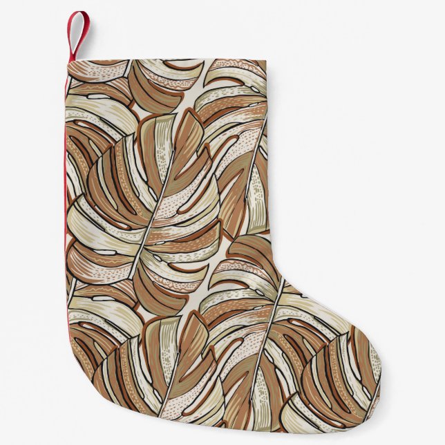 Tropical pattern. Graphic design with amazing mons Small Christmas Stocking (Front)