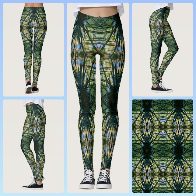 Tropical Pattern Green Boho Chic Leggings (Creator Uploaded)