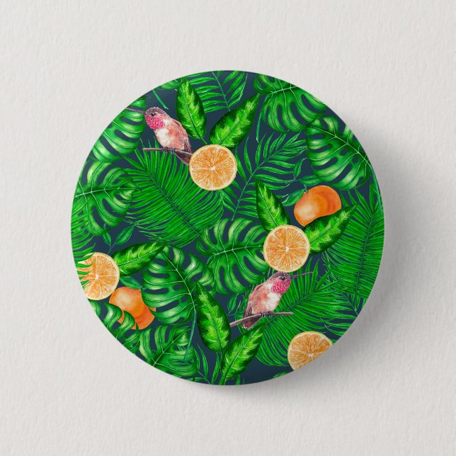 Tropical pattern, hummingbirds button (Front)