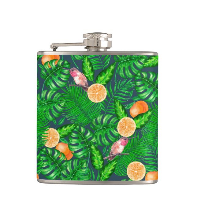 Tropical pattern, hummingbirds flask (Front)