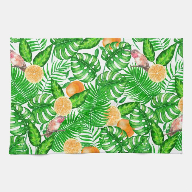 Tropical pattern, hummingbirds II Kitchen Towel (Horizontal)