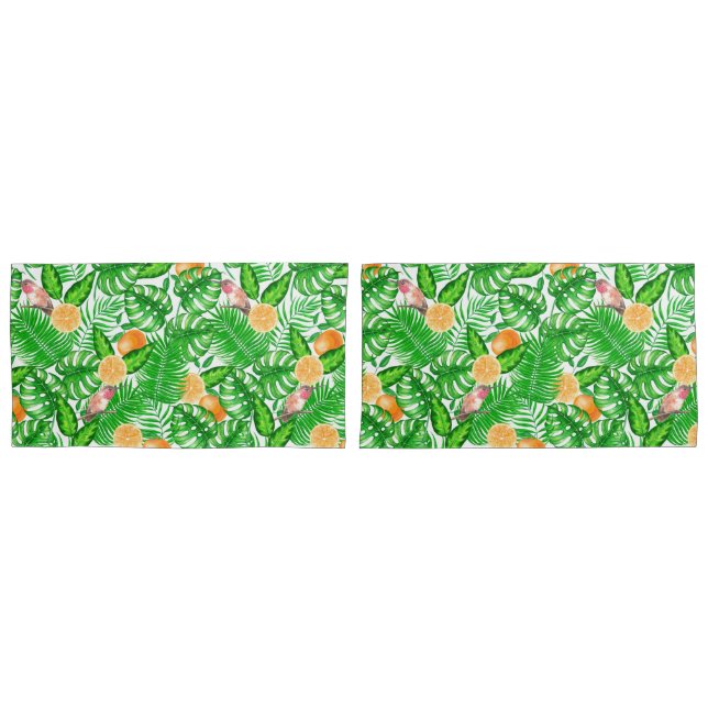 Tropical pattern, hummingbirds II Pillow Case (Front-Set)