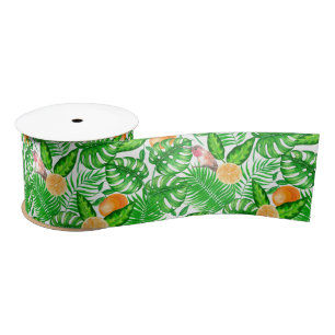 Tropical pattern, hummingbirds II Satin Ribbon