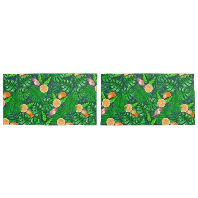 Tropical pattern, hummingbirds pillow case (Front-Set)