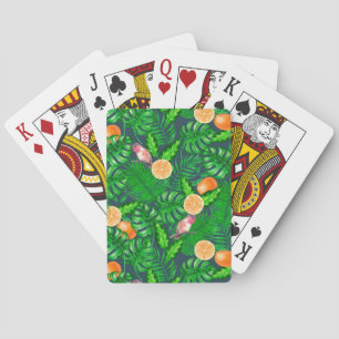 Tropical pattern, hummingbirds poker cards