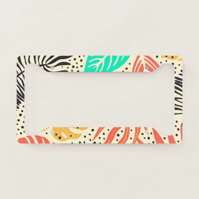Tropical Pattern License Plate Frame (Front)