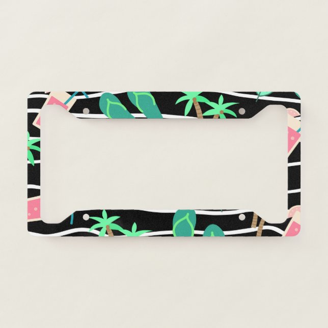Tropical Pattern License Plate Frame (Front)