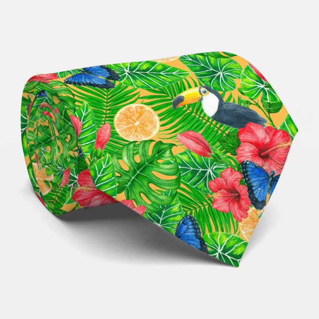 Tropical pattern neck tie (Rolled)