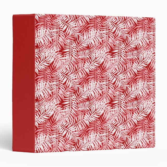 Tropical pattern palm leaves 3 ring binder (Front/Spine)