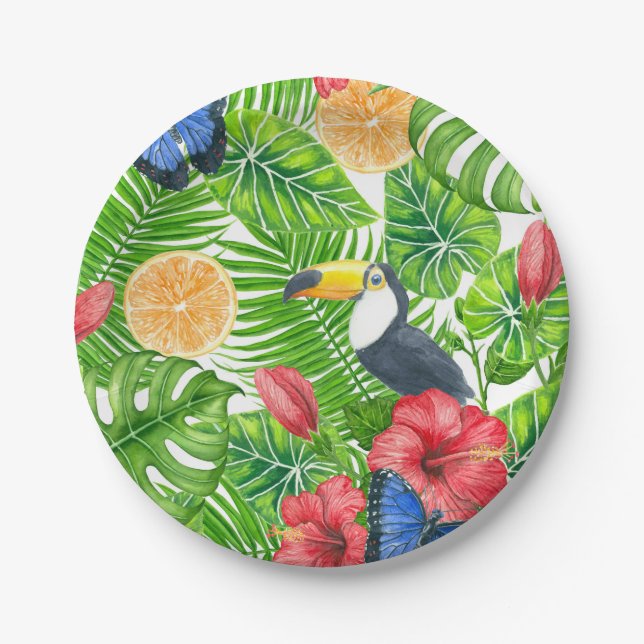 Tropical pattern paper plates (Front)