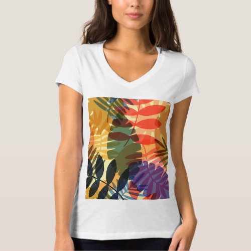 Tropical Pattern Plants Leaves T_Shirt