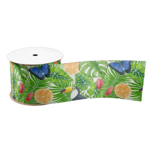 Tropical pattern satin ribbon