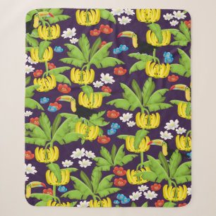 Tropical pattern sherpa blanket