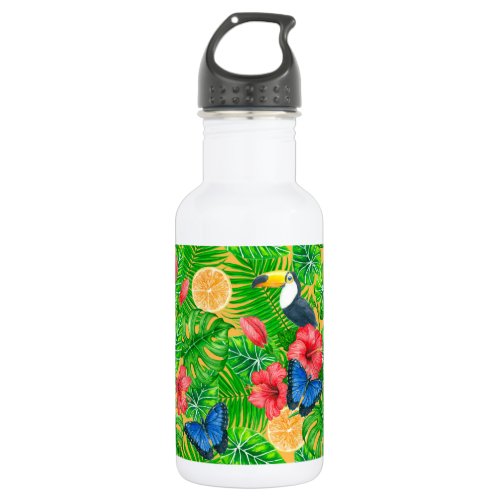 Tropical pattern stainless steel water bottle