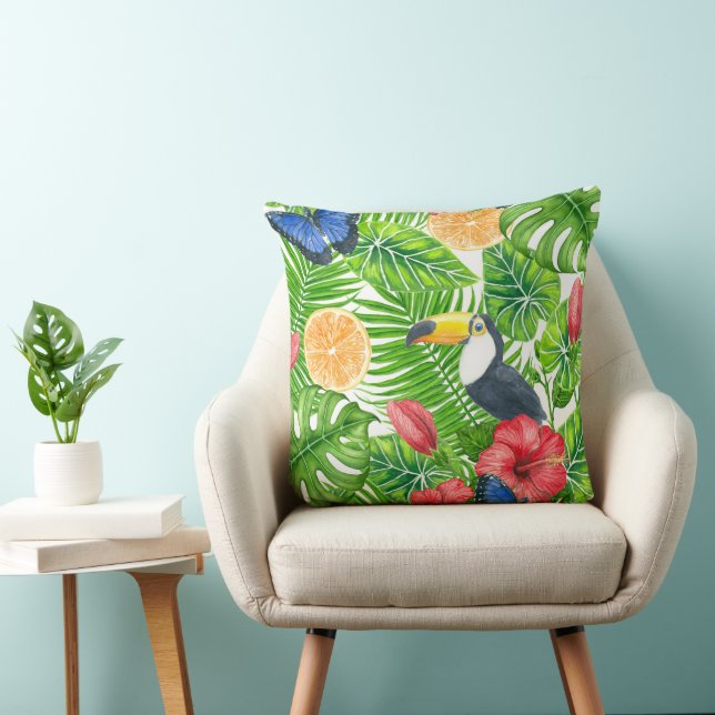Tropical pattern throw pillow (Chair)