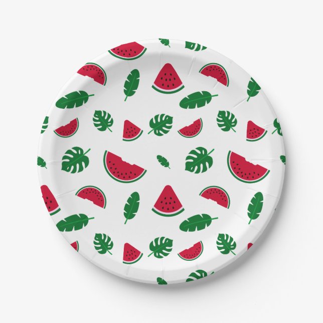 tropical pattern, watermelon pattern, tropical sea paper plates (Front)