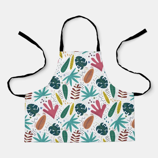 tropical pattern with colorful leaves apron (Front)