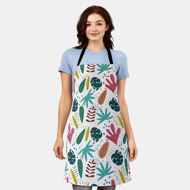 tropical pattern with colorful leaves apron (Worn)