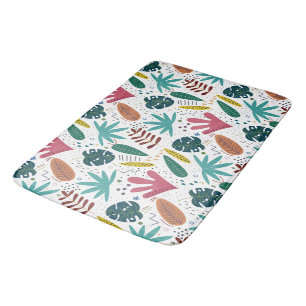 tropical pattern with colorful leaves bath mat