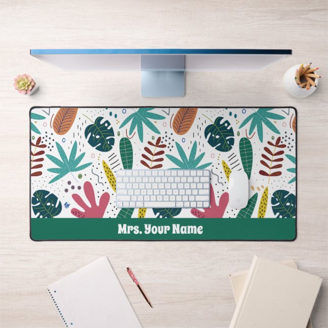 tropical pattern with colorful leaves desk mat (Office 1)