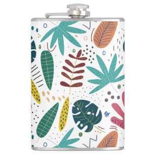 tropical pattern with colorful leaves flask
