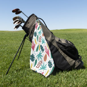 tropical pattern with colorful leaves golf towel