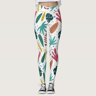 tropical pattern with colorful leaves leggings