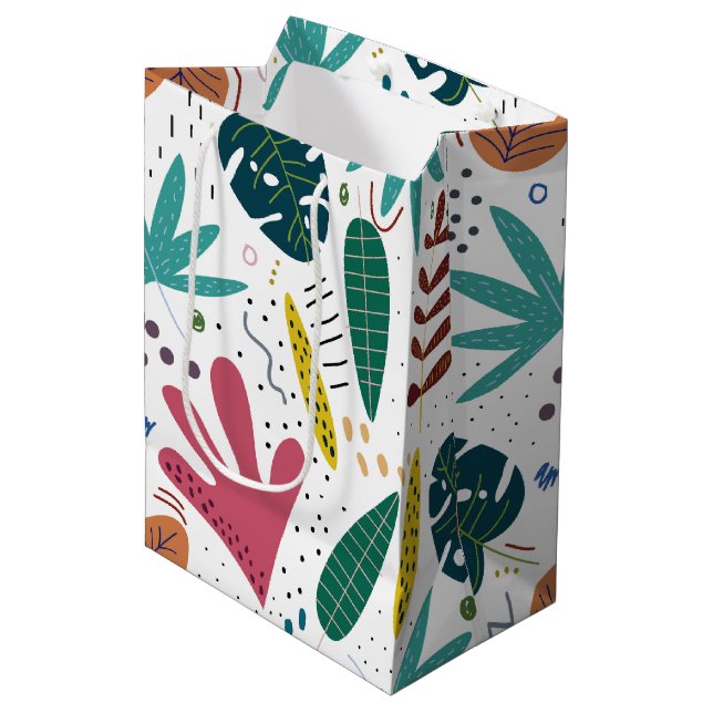 tropical pattern with colorful leaves medium gift bag (Front Angled)