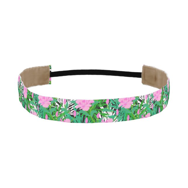Tropical Pattern With Jungle Flowers Athletic Headband (Front)