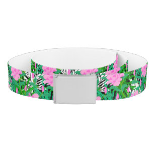 Tropical Pattern With Jungle Flowers Belt