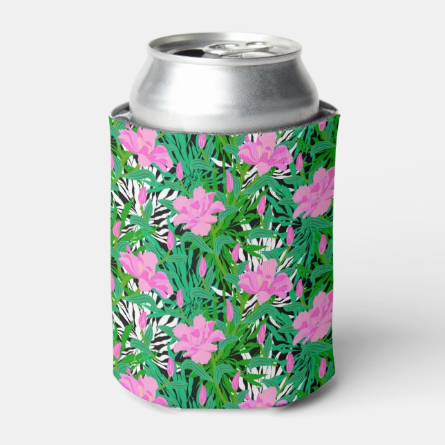 Tropical Pattern With Jungle Flowers Can Cooler (Can Front)