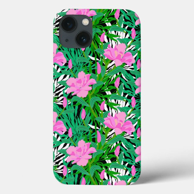 Tropical Pattern With Jungle Flowers Case-Mate iPhone Case (Back)