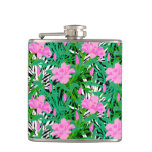 Tropical Pattern With Jungle Flowers Hip Flask