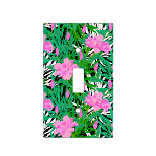 Tropical Pattern With Jungle Flowers Light Switch Cover