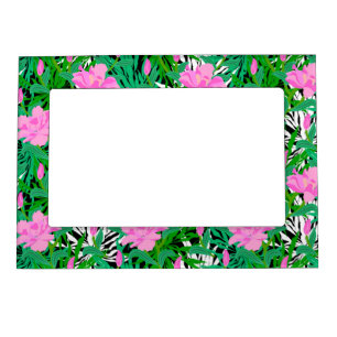 Tropical Pattern With Jungle Flowers Magnetic Photo Frame