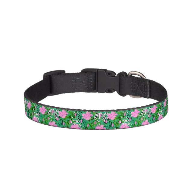 Tropical Pattern With Jungle Flowers Pet Collar (Front)