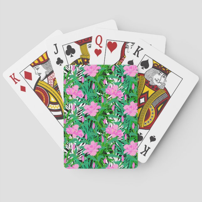 Tropical Pattern With Jungle Flowers Poker Cards (Back)