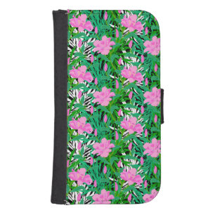 Tropical Pattern With Jungle Flowers Samsung S4 Wallet Case