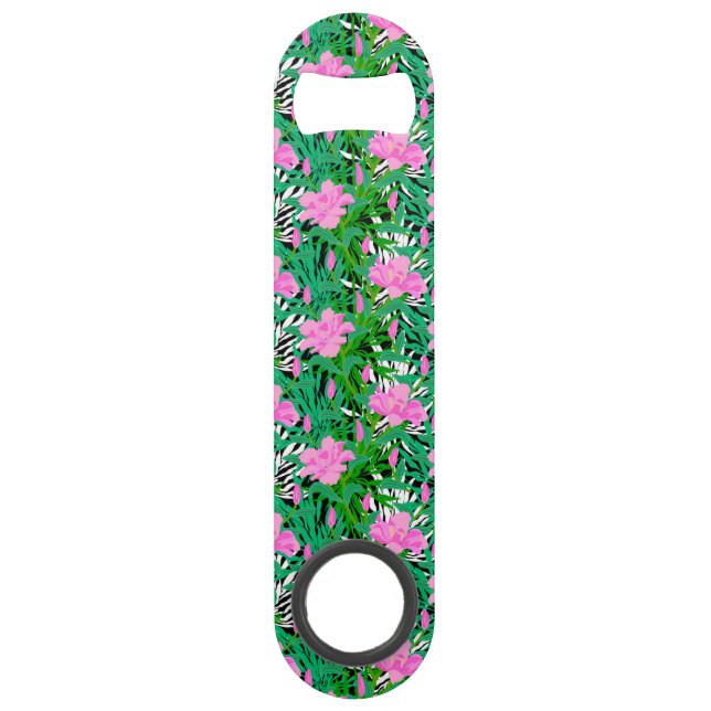 Tropical Pattern With Jungle Flowers Speed Bottle Opener (Front)