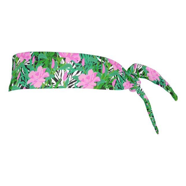 Tropical Pattern With Jungle Flowers Tie Headband