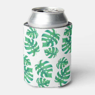 Tropical pattern with monstera leaves can cooler
