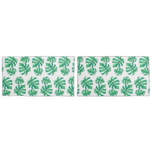 Tropical pattern with monstera leaves pillow case