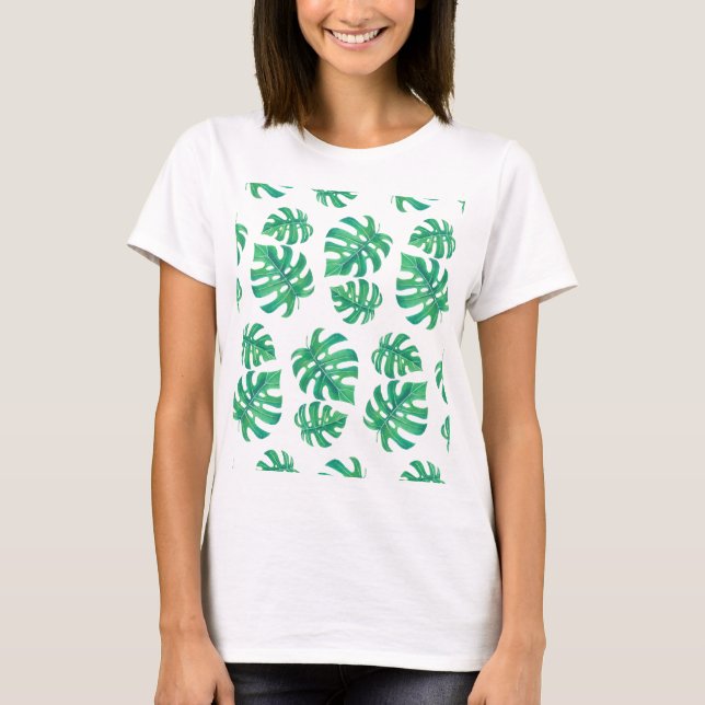 Tropical pattern with monstera leaves T-Shirt (Front)