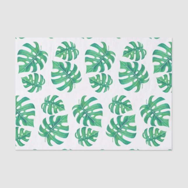 Tropical pattern with monstera leaves tissue paper (Front)