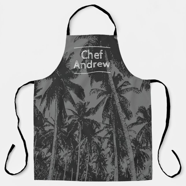 Tropical Pattern with Name of Chef Apron (Front)